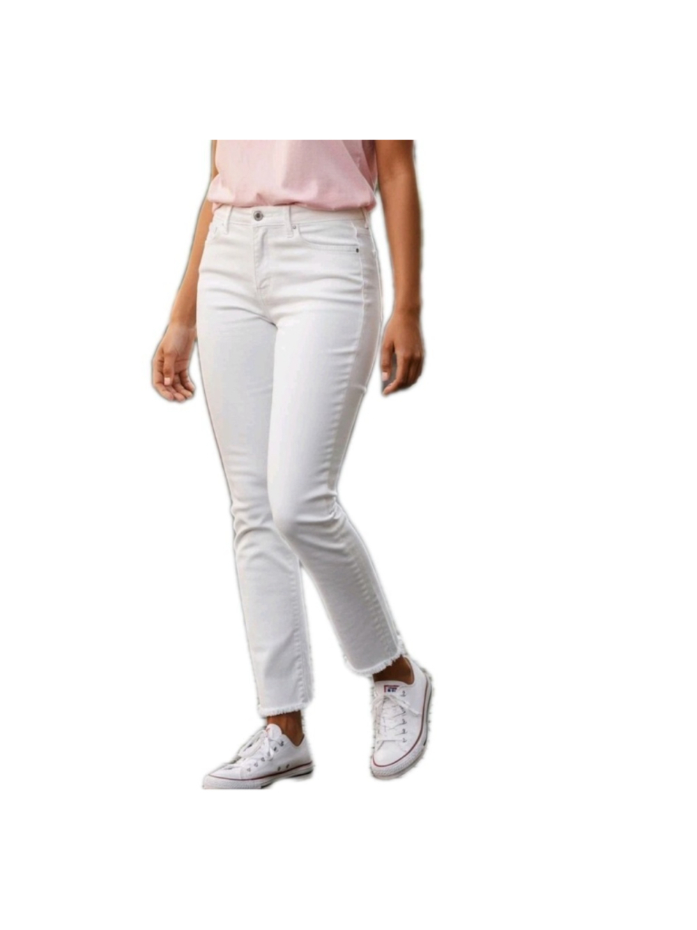 Levi's 711 Skinny White Fray Ankle Jeans Zip-Fly Mid-Rise 34 Waist 34 Inseam 27